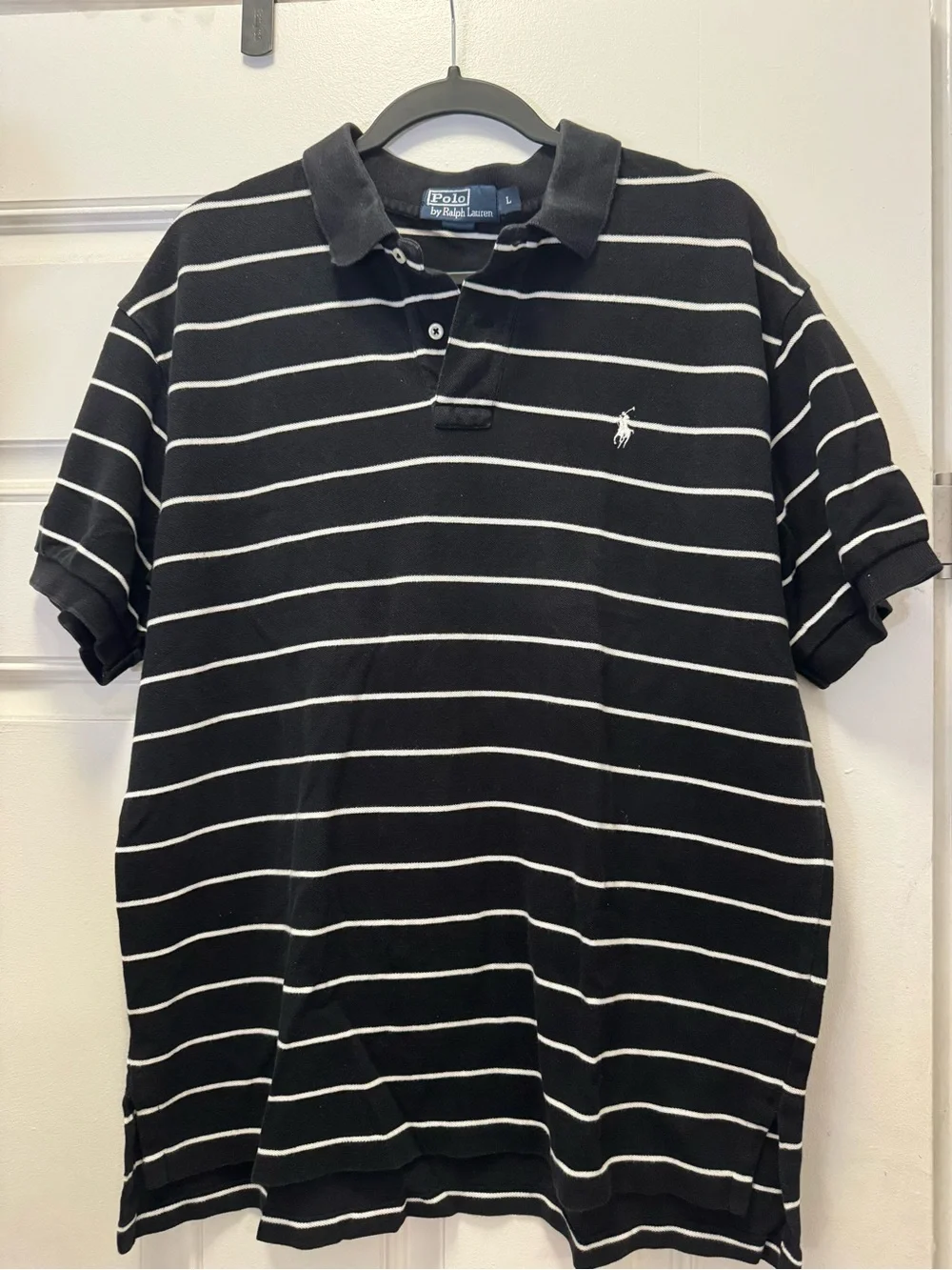 Ralph Lauren Black Polo with White Stripes
